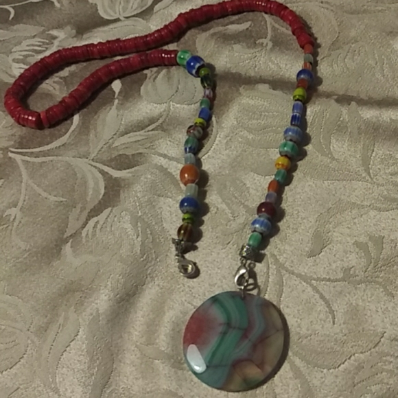 Multicolored and agate necklace - Picture 4 of 5